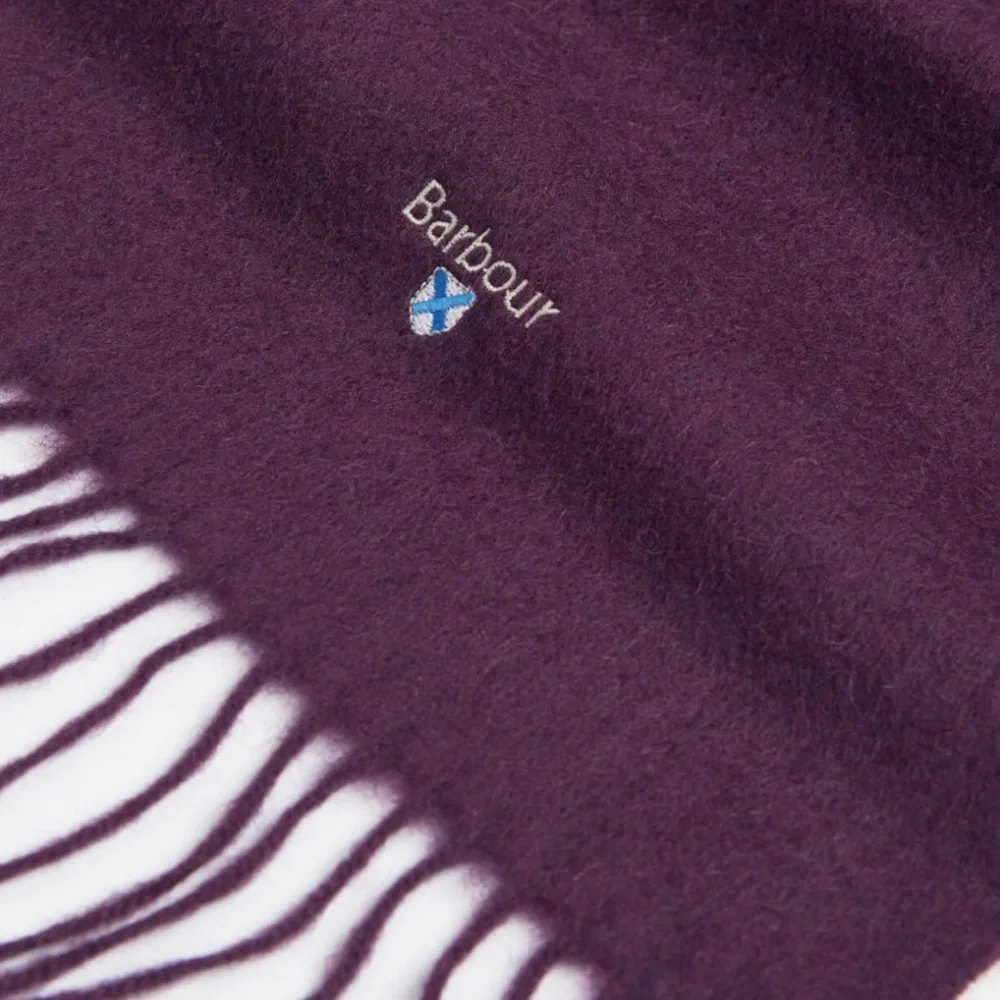 NWT Barbour Plain Lambswool Scarf in Damson Purple, unisex